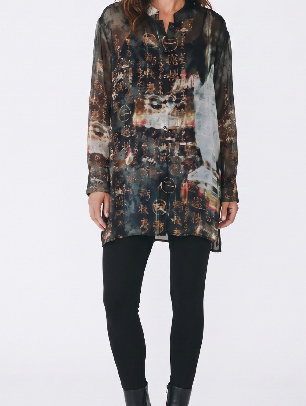 Vintage Chico's Silk Multicolor Printed Sheer Tunic Size 20-22(4)